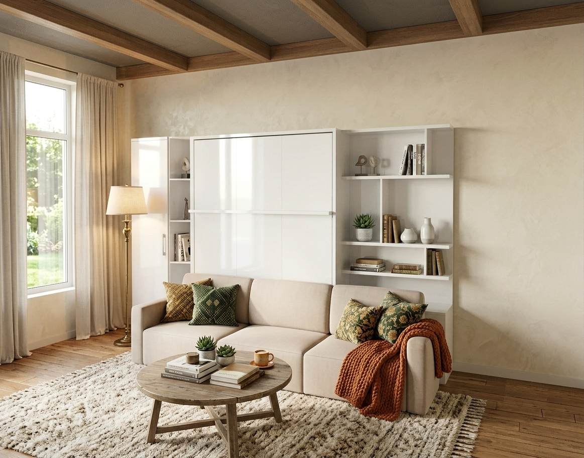 Wohnwand Set Royal mit Schrankbett und Sofa, 5-tlg